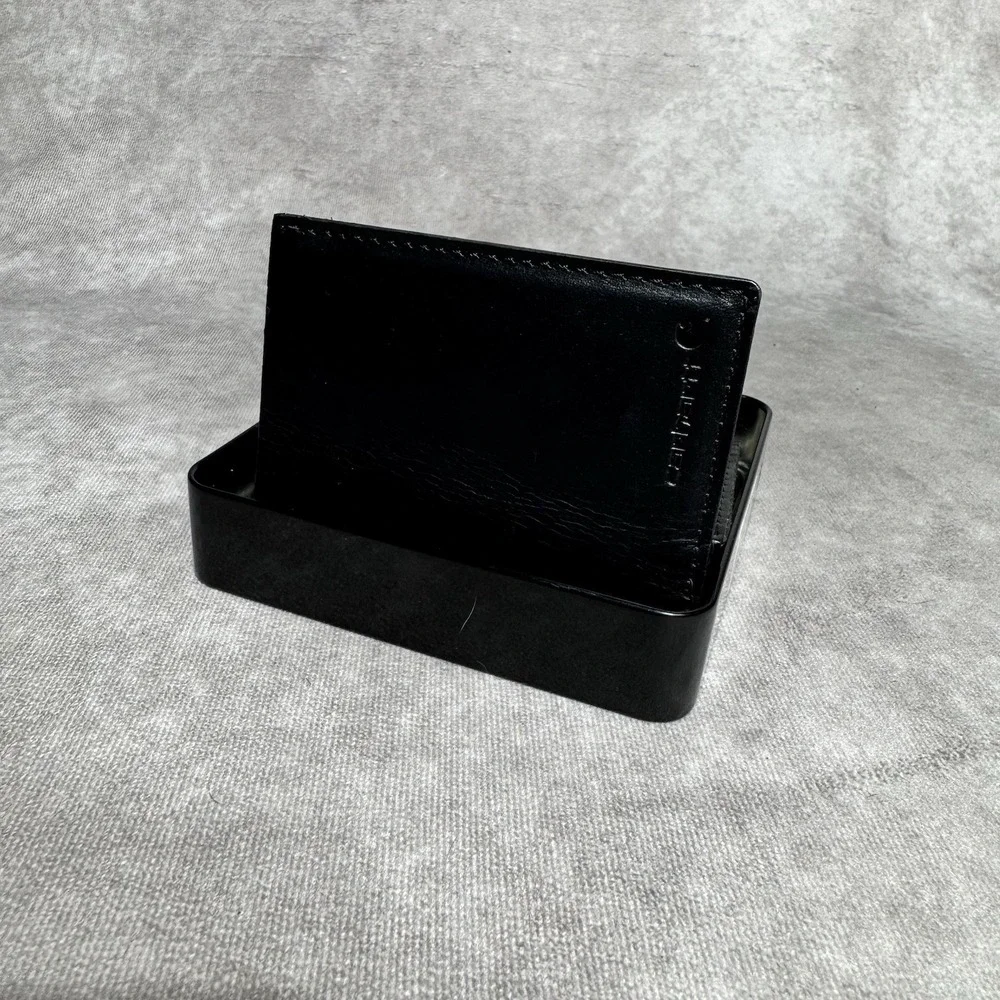 New Mens Carhartt Genuine Leather Wallet Trifold - Black